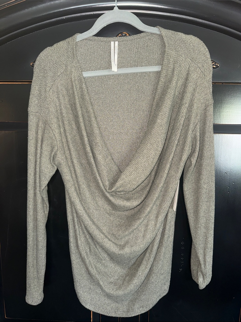 Anthropologie Draped Cowl Neck Long Sleeve Top — Heather Green